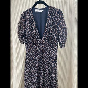 Astr Navy and Orange Midi Dress